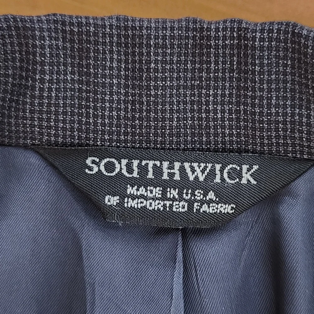 Southwick USA‎ Sharkskin Wool Suit Jacket 40R Gray Sport Coat Classic Tailored